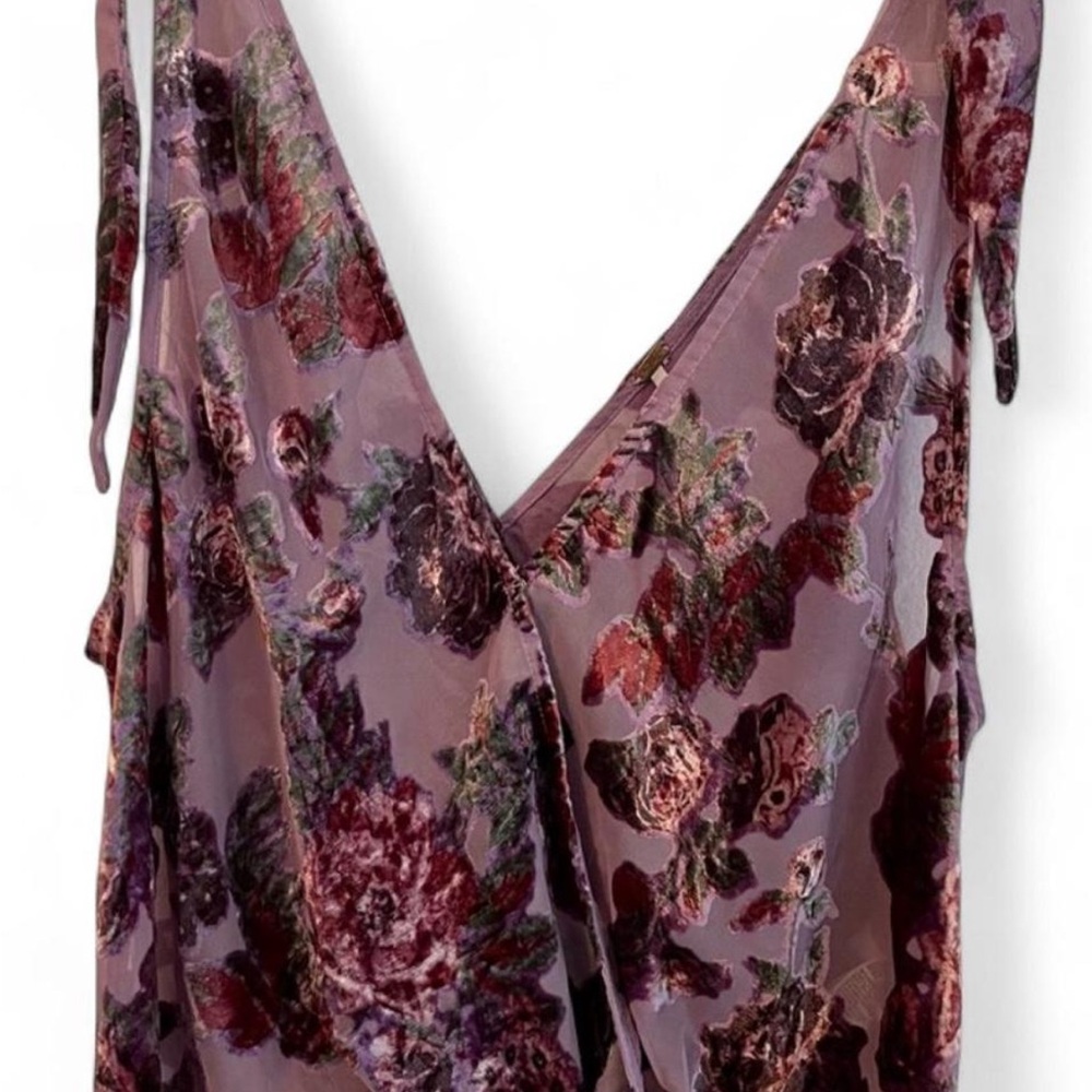 Free People Tied To You Tank Womens Purple Floral Velvet Sweet Combo